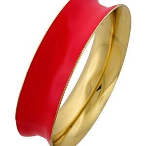 Gold Tone & Red Metal Bangle Bracelet